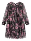 Needle & Thread Floral Ruffled Dress In Black