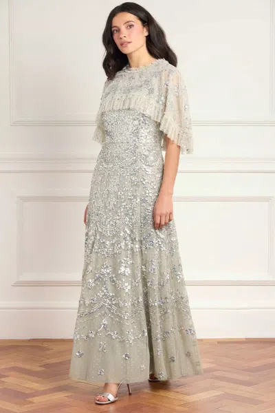 Needle & Thread Freya Cape Ankle Gown In Neutral