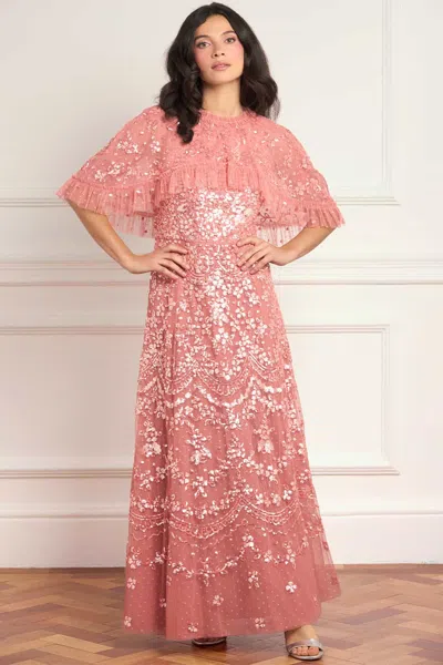 Needle & Thread Freya Cape Ankle Gown In Pink