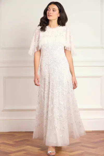 Needle & Thread Freya Cape Ankle Gown In White