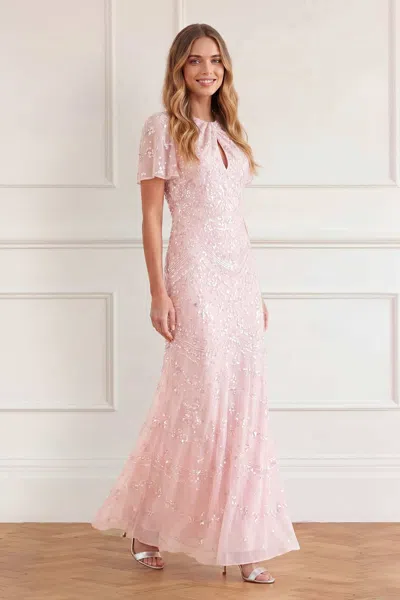 Needle & Thread Freya Georgette Short Sleeve Gown In Pink