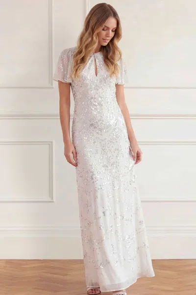 Needle & Thread Freya Georgette Short Sleeve Gown In White