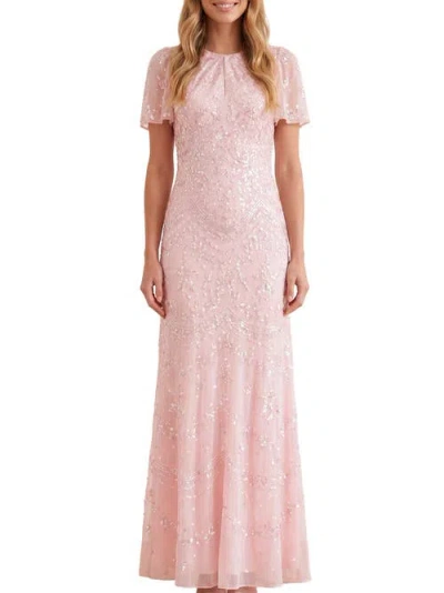 Needle & Thread Freya Georgette Short Sleeve Maxi Gown In Shell