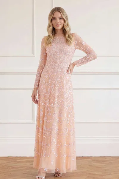 Needle & Thread Freya Long Sleeve Gown In Pink