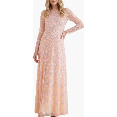 Needle & Thread Freya Long Sleeve Gown In Pink