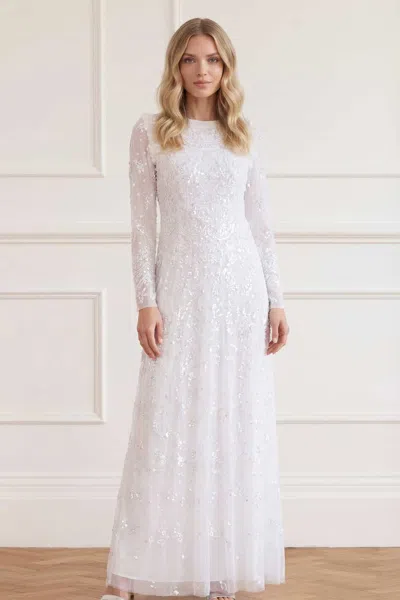 Needle & Thread Freya Long Sleeve Gown In White