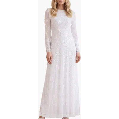 Needle & Thread Freya Long Sleeve Gown In White