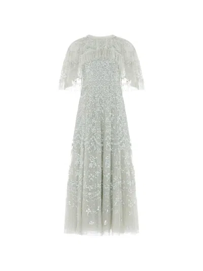Needle & Thread Freya Sequin-embellished Cape Gown In Green