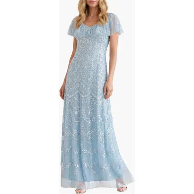 Needle & Thread Womens Aqua Freya V-neck Tulle Gown In Blue