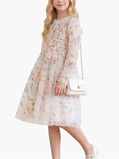 Needle & Thread Kids'  Garden Long Sleeve Dress In White
