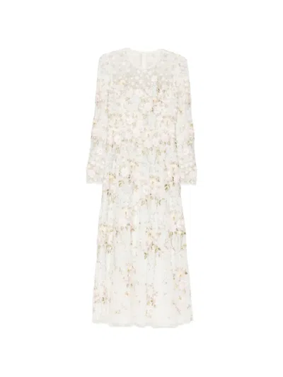 Needle & Thread Garden Rose Ankle Gown In Neutral