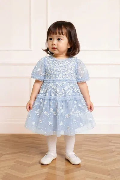 Needle & Thread Garland Ribbon Baby Dress In Blue