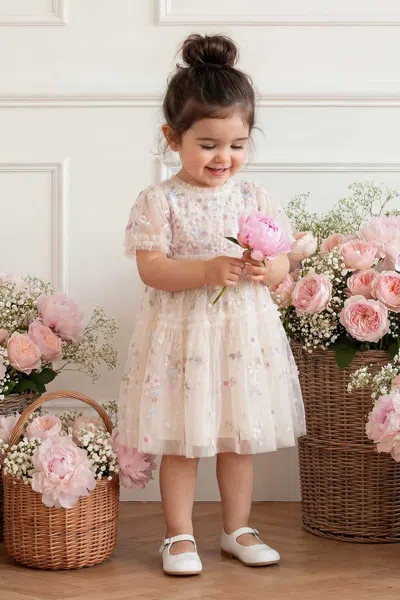 Needle & Thread Garland Ribbon Baby Dress In Cream