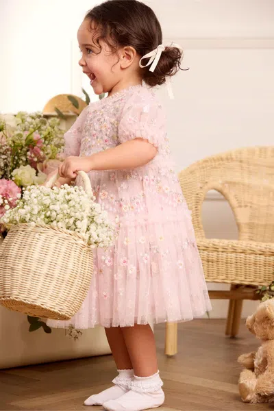 Needle & Thread Garland Ribbon Baby Dress In Pink