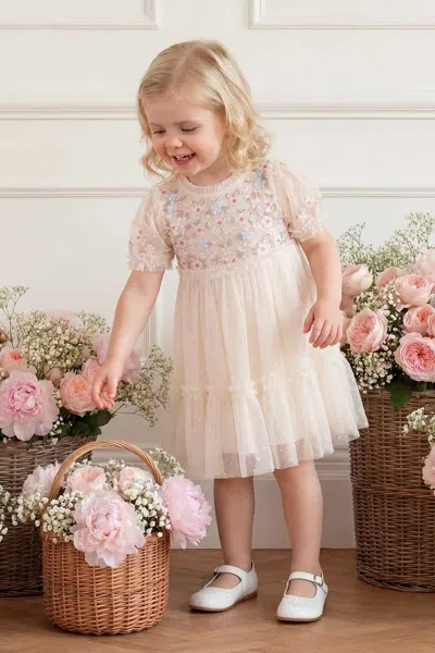 Needle & Thread Garland Ribbon Bodice Baby Dress In Cream