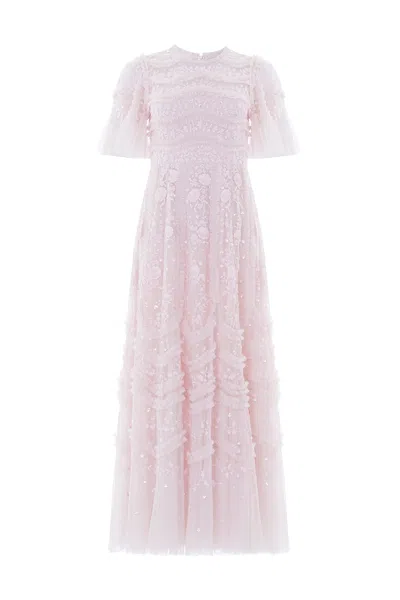 Needle & Thread Gianna Ruffle Short Sleeve Ankle Gown In Pink