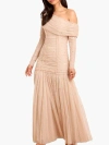 Needle & Thread Gigi Dot One-shoulder Rouched Gown In Neutral