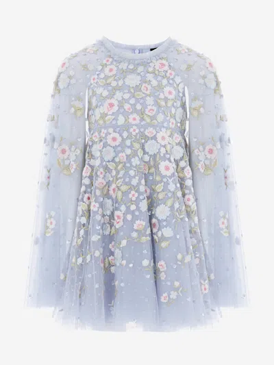 Needle & Thread Kids'  Girls Ethereal Blooms Cape Dress In Blue