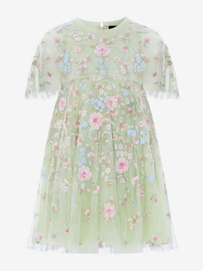 Needle & Thread Babies'  Girls Peony Bouquet Cape Dress In Green