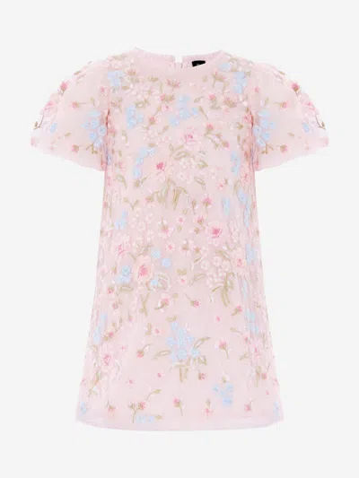 Needle & Thread Babies'  Girls Peony Bouquet Puff Sleeve Dress In Red
