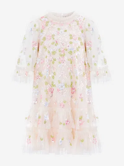 Needle & Thread Kids' Girls Sequin Bloom Dress In Pink