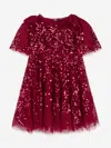 Needle & Thread Girls Sequin Ribbon Bow Dress In Red