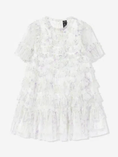 Needle & Thread Babies'  Girls Trailing Floral Ruffle Dress In White