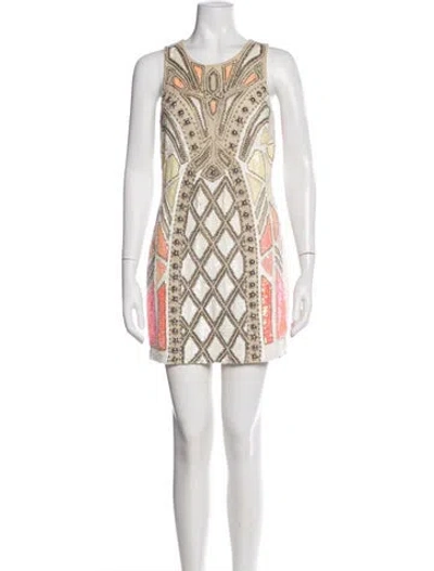 Pre-owned Needle & Thread Graphic Print Mini Dress In Neutral