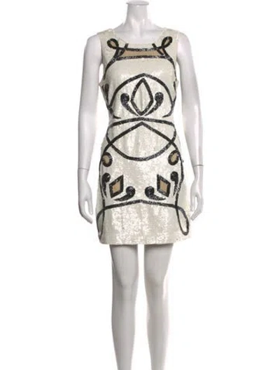 Pre-owned Needle & Thread Graphic Print Mini Dress In Neutral