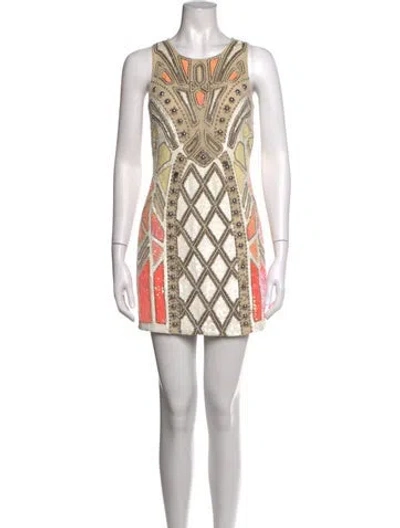 Pre-owned Needle & Thread Graphic Print Mini Dress In Neutrals