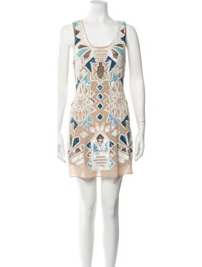 Pre-owned Needle & Thread Graphic Print Mini Dress In Neutrals