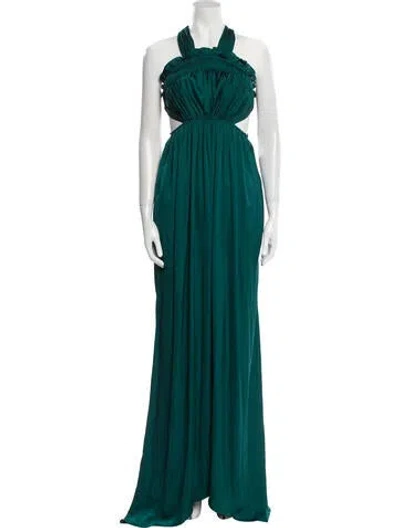 Pre-owned Needle & Thread Halterneck Long Dress In Green