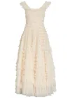 Needle & Thread Hattie Ruffled Maxi Dress In White