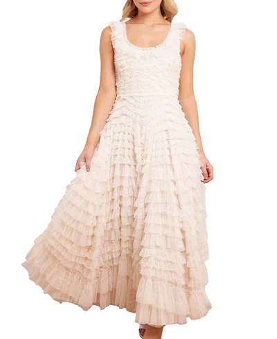 Needle & Thread Hattie Scoop Neck Ankle Gown In Neutral