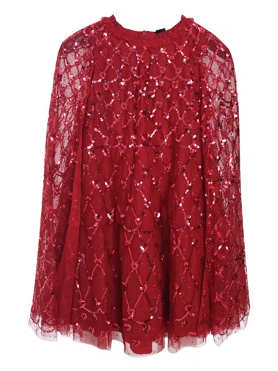 Needle & Thread Kids' Heart Cape Dress In 红色