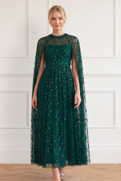 Needle & Thread Heart Lattice Ankle Gown In Green