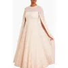 Needle & Thread Heart Lattice Cape Ankle Gown In Neutral