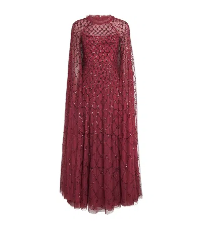 Needle & Thread Heart Lattice Gown In Burgundy