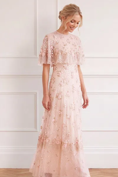 Needle & Thread Henrietta Scallop Cape Ankle Gown In Pink