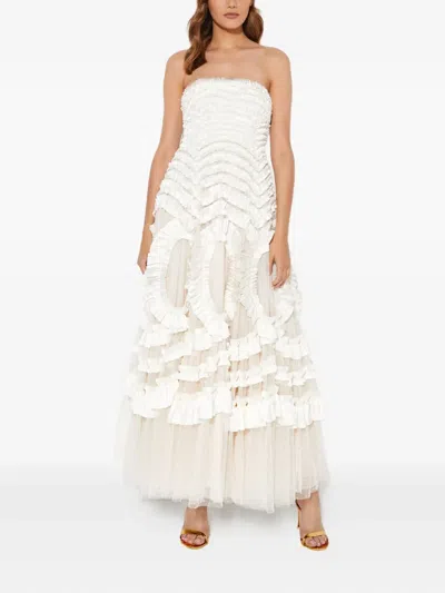Needle & Thread Hyacinth Ruffled Gown In White