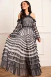 Needle & Thread La Vie En Rose Off-shoulder Gown In Multi
