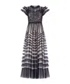 Needle & Thread La Vie En Rose Round Neck Short Sleeve Gown In Black
