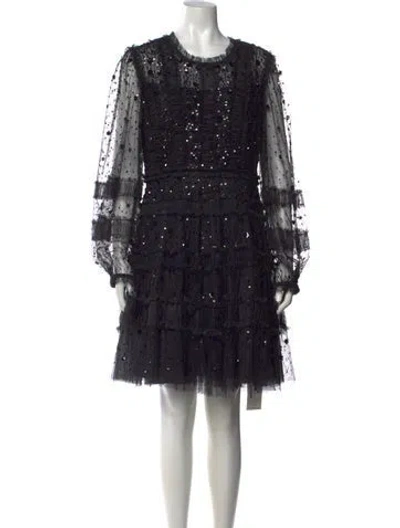 Pre-owned Needle & Thread Lace Mini Dress In Purple
