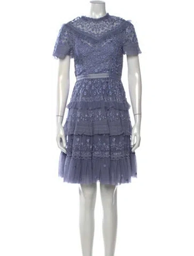 Pre-owned Needle & Thread Lace Mini Dress In Purple