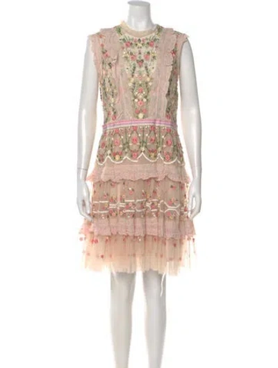 Pre-owned Needle & Thread Lace Pattern Knee-length Dress In Neutral