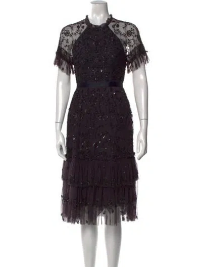 Pre-owned Needle & Thread Lace Pattern Knee-length Dress In Purple