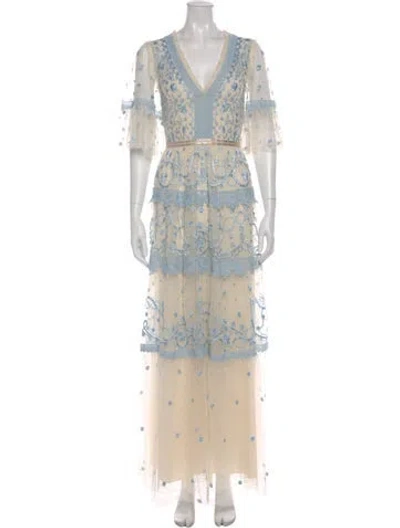 Pre-owned Needle & Thread Lace Pattern Long Dress
