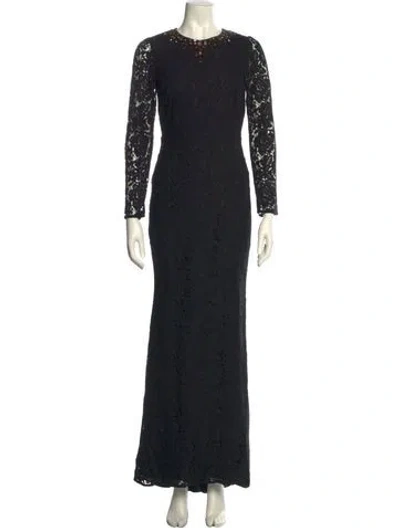 Pre-owned Needle & Thread Lace Pattern Long Dress In Black