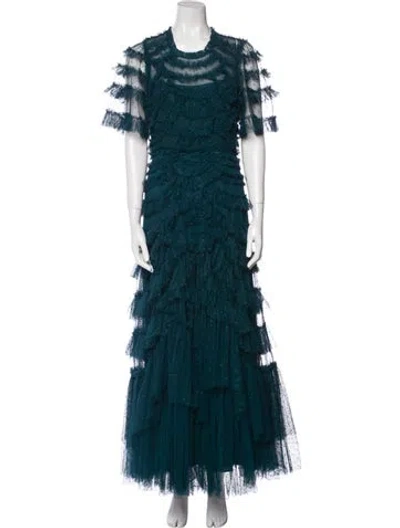 Pre-owned Needle & Thread Lace Pattern Long Dress In Blue