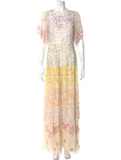 Pre-owned Needle & Thread Lace Pattern Long Dress In Multi